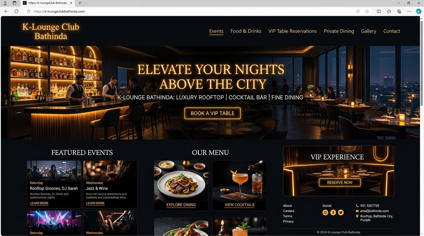 K Lounge Club live client website preview